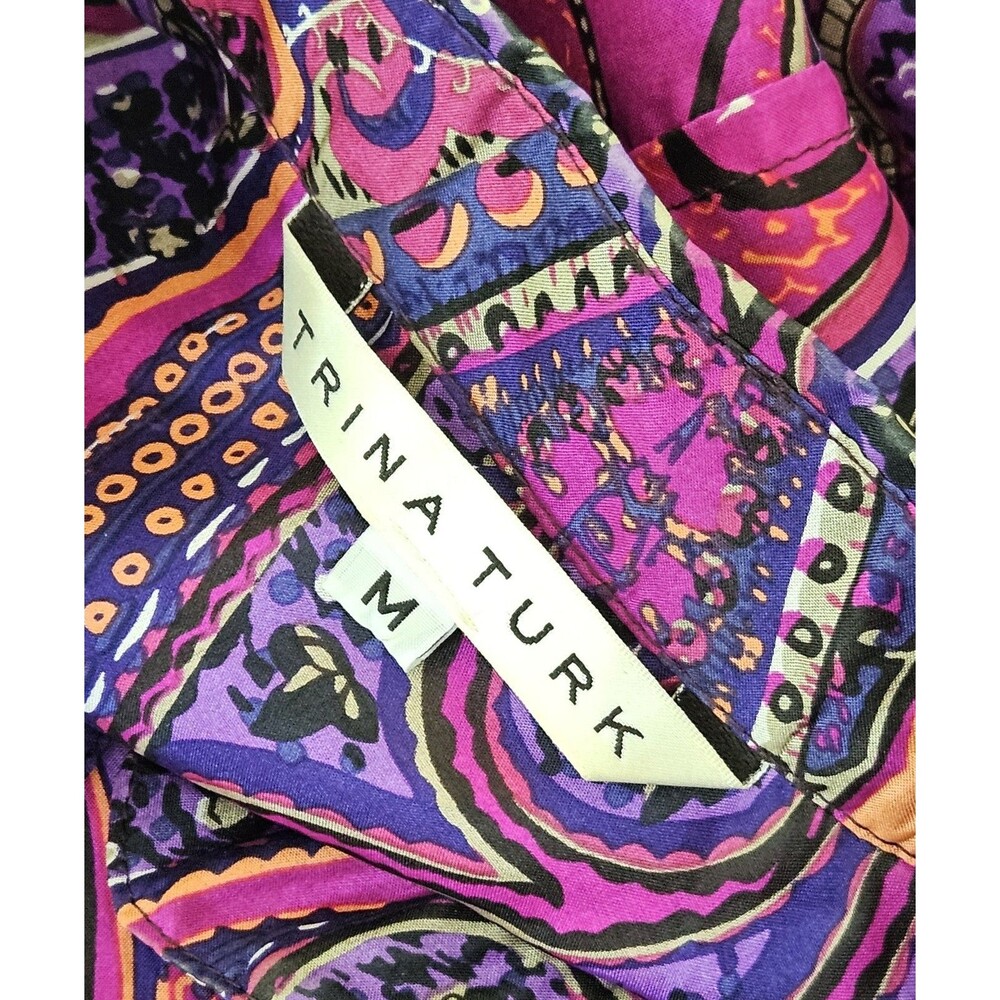 Trina Turk Purple and Pink Paisley Button Down Shirt - Picture 7 of 7